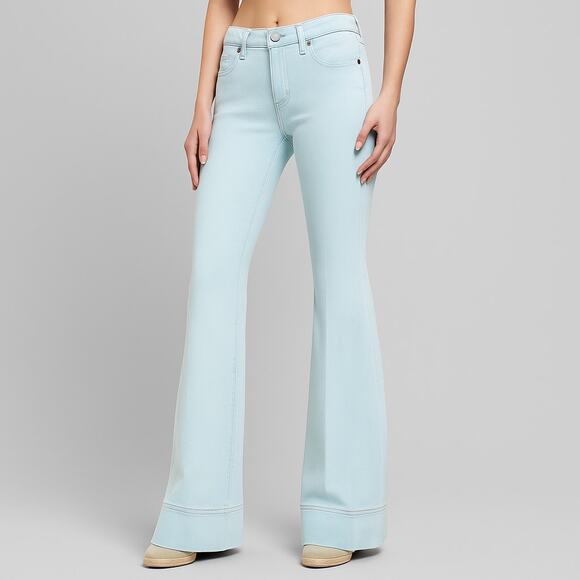 $295 ALICE + OLIVIA SB Ultra Low Rise Bell Flare Jeans Indigo Size 30 New! - Picture 1 of 8